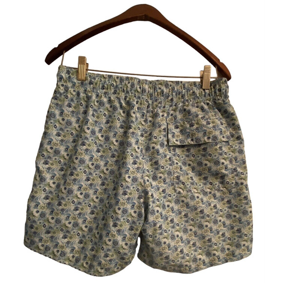 Slate & Stone Men’s Cabo Swimsuit Shorts Med Blue Green Floral 6” Poly Pockets - Picture 4 of 16